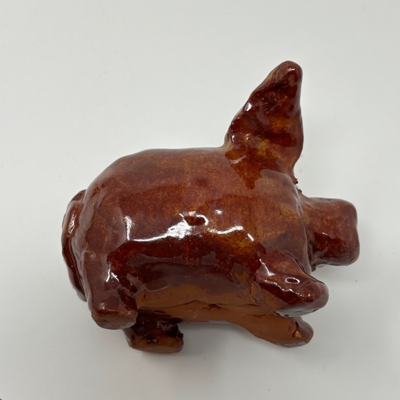 Handmade Pottery Pig Piggy Bank Brown Glaze Big Ears Rustic Folk Art Unmarked - Picture 4 of 8